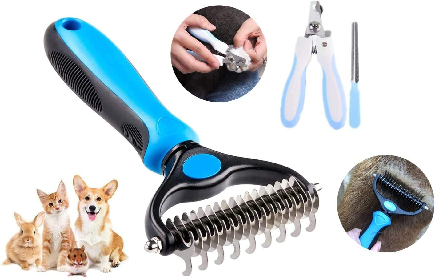 Petvibelab Professional Grooming Kit – Deshedding Brush & Nail Clipper Set