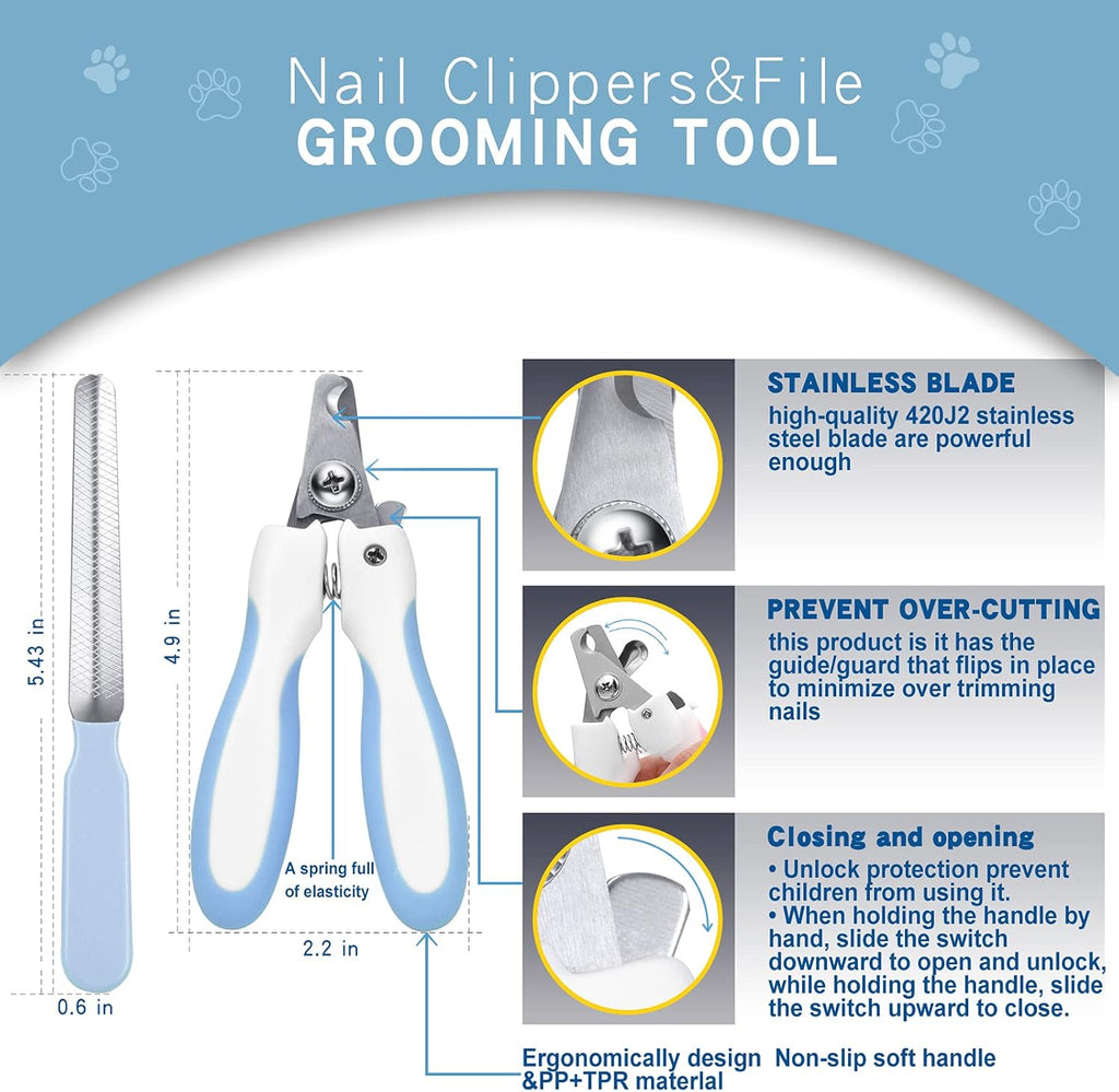 Petvibelab Professional Grooming Kit – Deshedding Brush & Nail Clipper Set